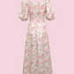 ANGELA Rose Puff Midi Dress - Light Pink
