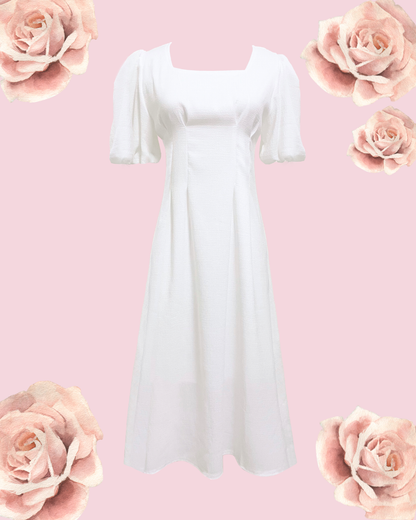 GABRIELLA French Puff Midi Dress - White