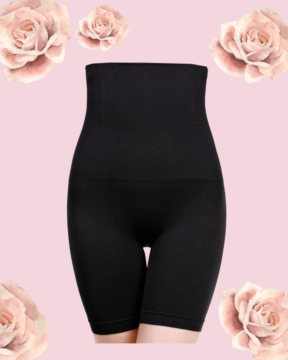 MARILYN High Waist Shaping Thigh Short - Black/ Skin/ Carol Pink