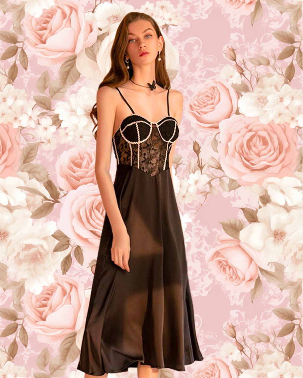 OLIVIA Nightdress Set - Black