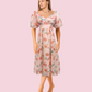 ROSA Puff Midi Dress - Peach Pink
