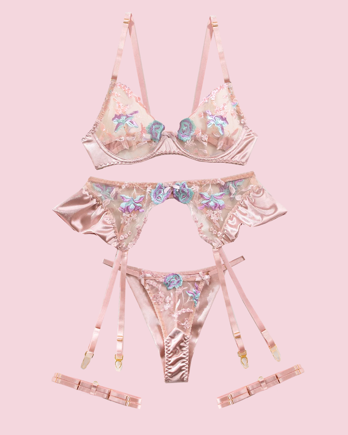 SERENA Garter Set - Champagne Pink