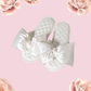 KATIE  Silky Bow Slippers - Light Pink/ White/ Black/ Champaign