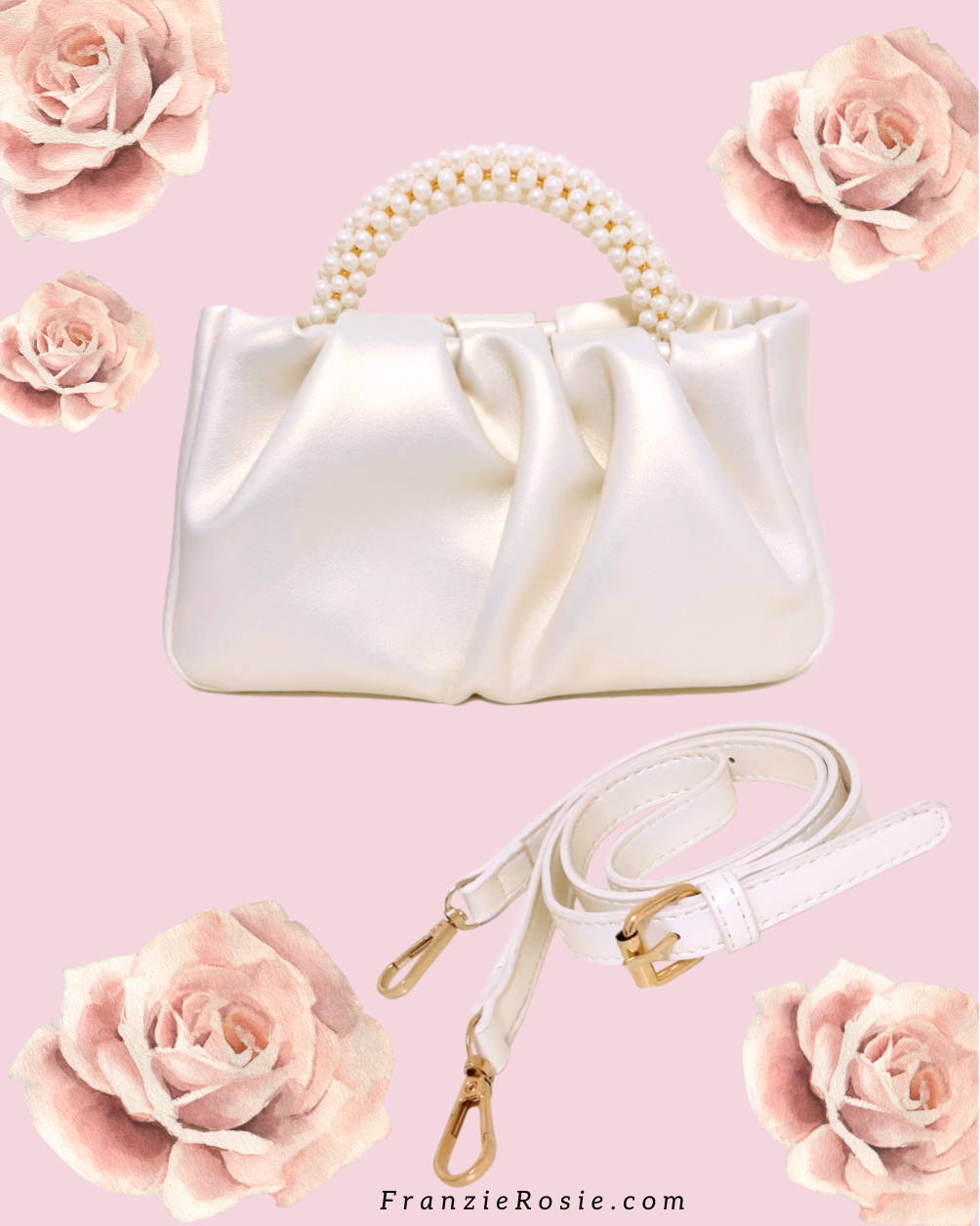 ALICE Two-Way Mini Pearl Punch Bag - Pearl White