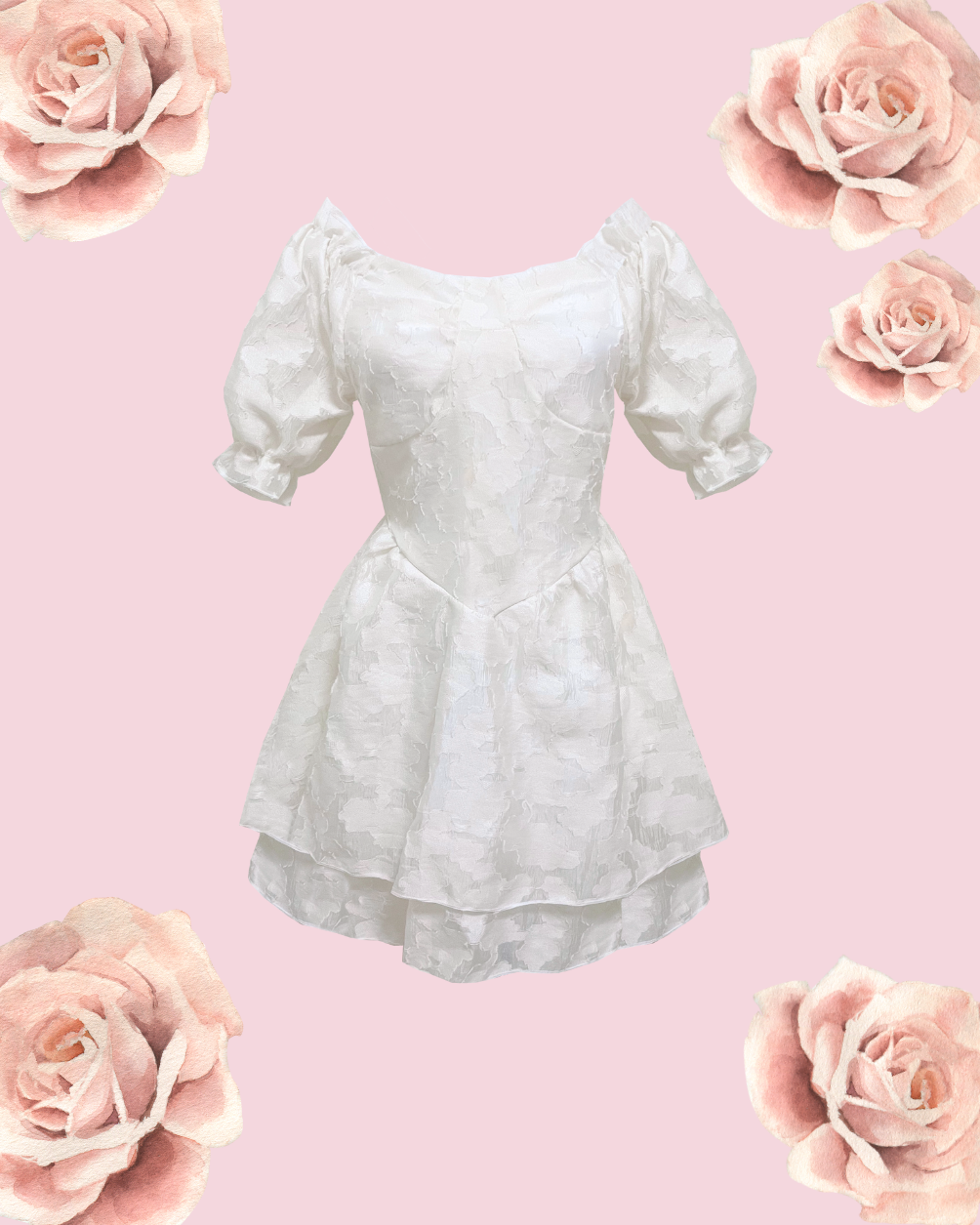 BIANCA Puff Mini Dress - Cream White