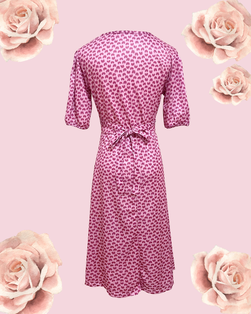 BONNIE Heart Midi Dress - Dark Pink