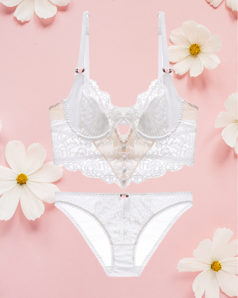 EMILIA Corset Bra Set - White