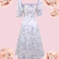 IRIS Floral Puff Midi Dress - Lavender