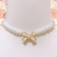 KELLY Bow Pearl Necklace - Light Pink