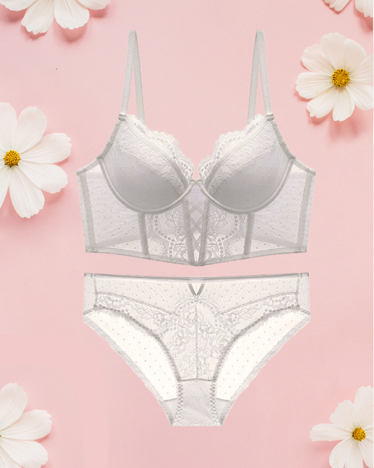 PAULINA Corset Bra Set - White