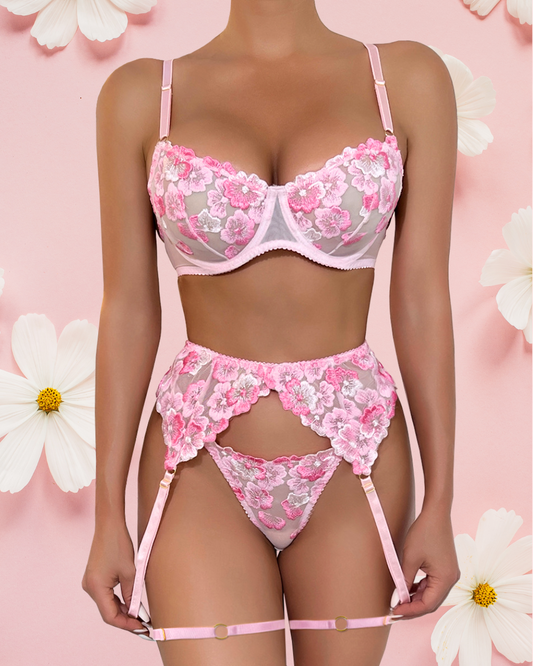 POSIE Garter Set - Barbie Pink