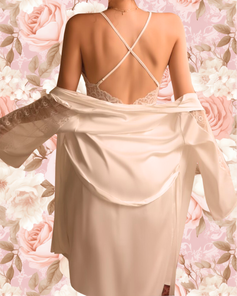 QUEENETTE Nightdress + Robe Set - White
