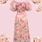 ROSA Puff Midi Dress - Peach Pink