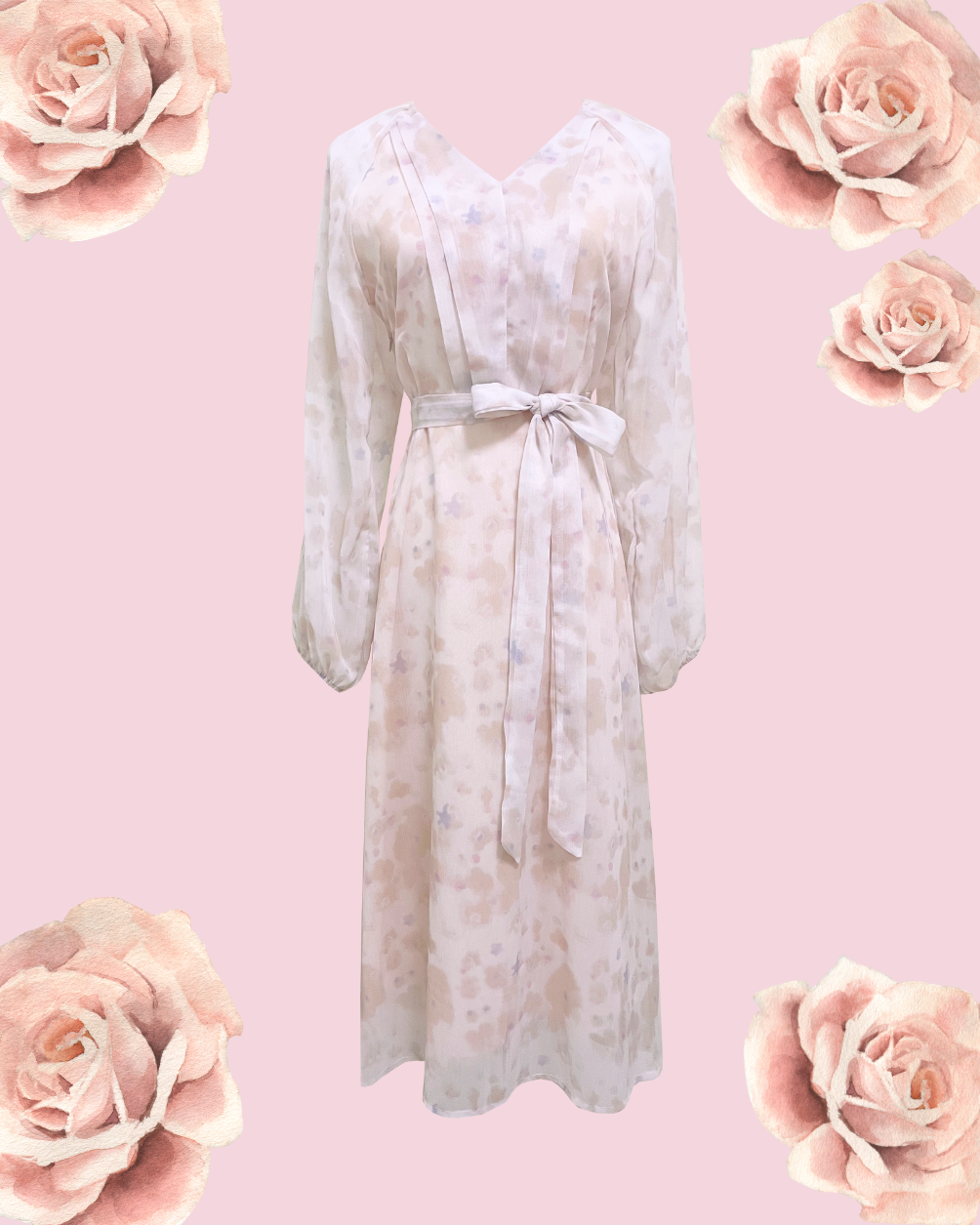 VERONIKA Floral Midi Dress - Soft Pink