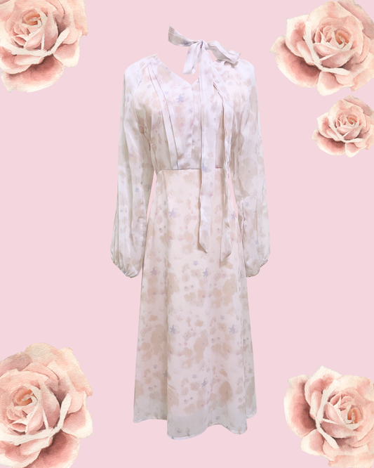 VERONIKA Floral Midi Dress - Soft Pink