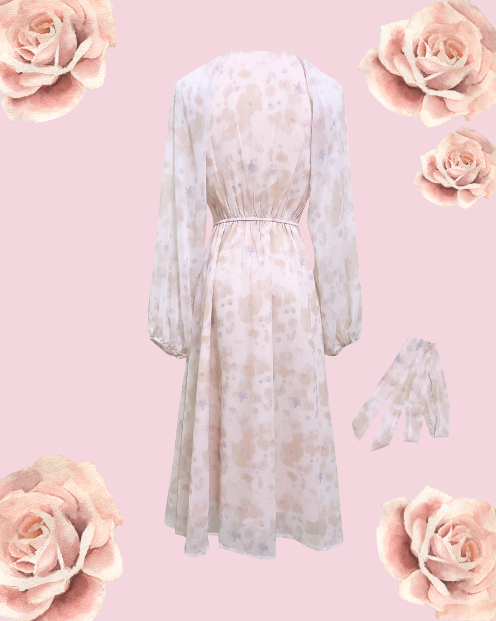 VERONIKA Floral Midi Dress - Soft Pink