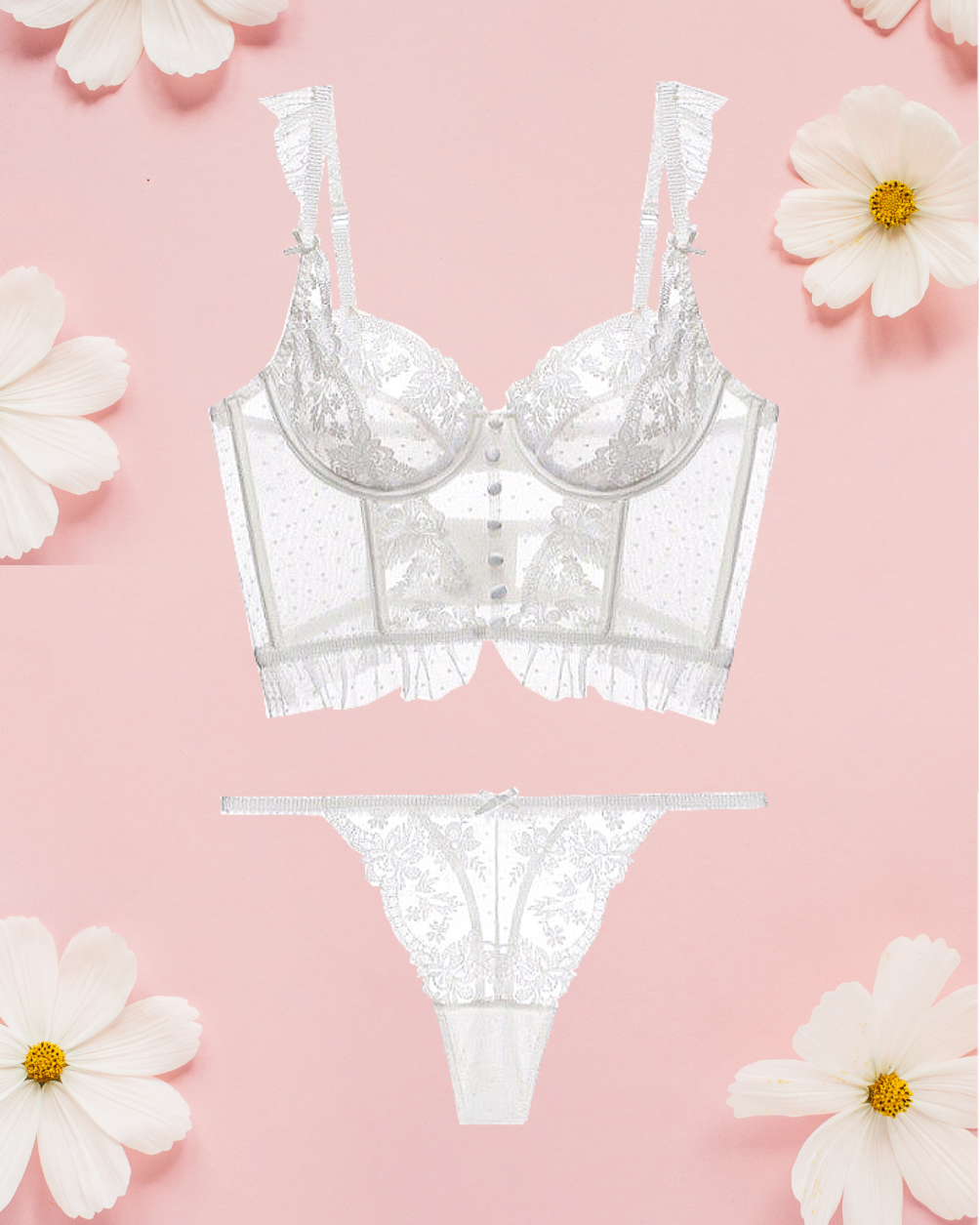 VICTORIA Corset Bra Set - White