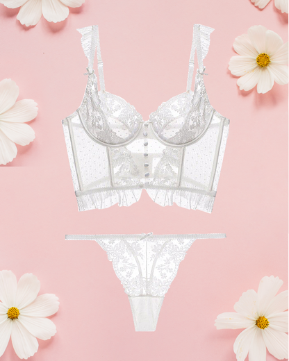 VICTORIA Corset Bra Set - White